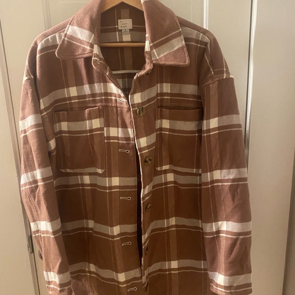 Brown and White Plaid Summer/Fall Jacket